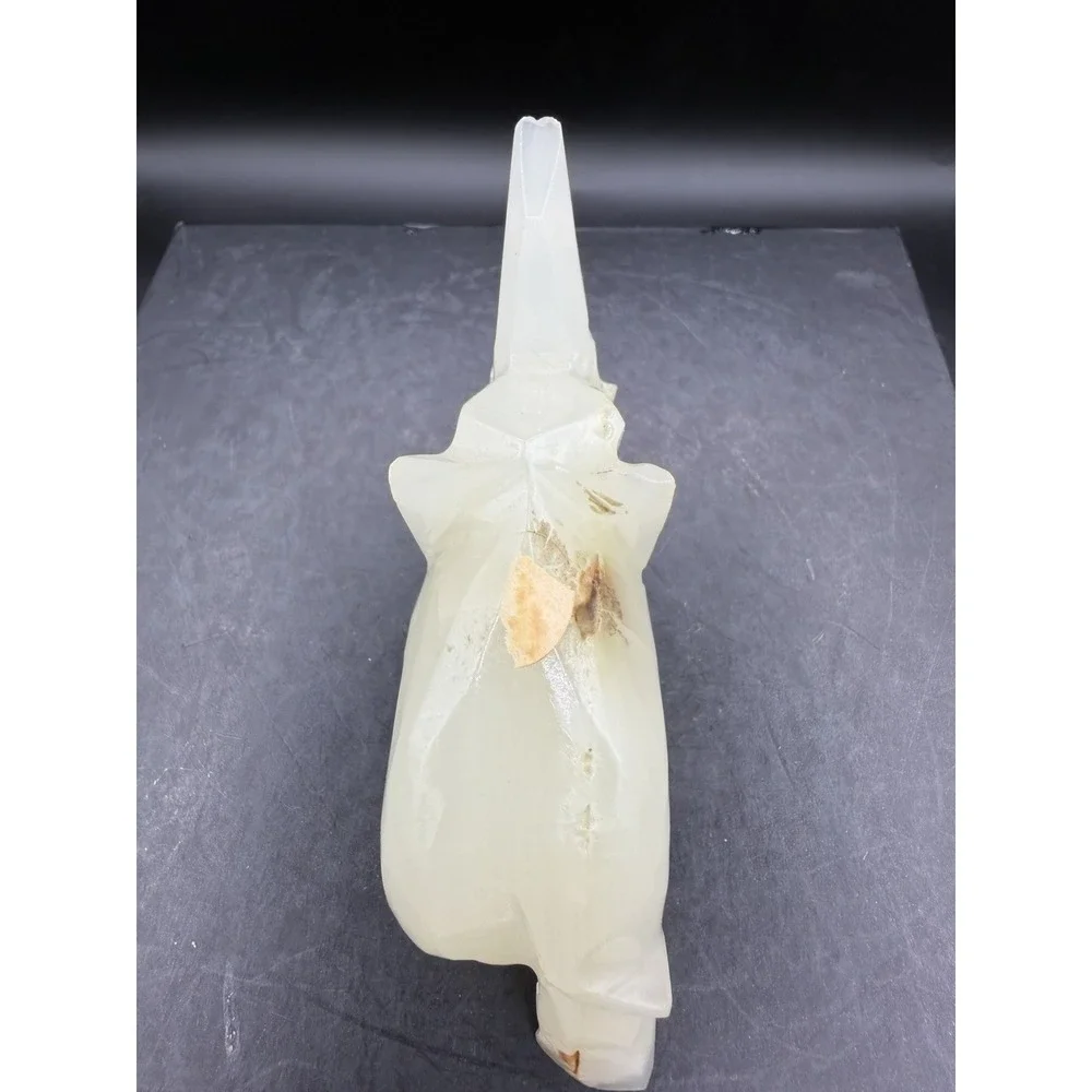 🐘 Hand‑Carved Onyx Elephant Figurine – Vintage Stone Decor – EUC ✨